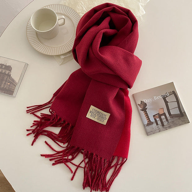 Ursula Ultra Soft Faux Cashmere Scarf with Reversible Design and Elegant Fringes-Cramta