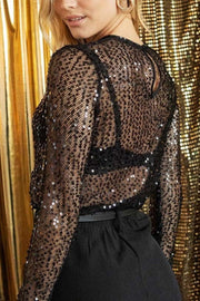 BellaModa Sequined Blouse - Add a Touch of Sparkling Elegance to Your Evenings-Cramta