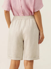 100% Linen Capri Pants with Elastic Drawstring Waist and Side Pockets – Comfortable and Stylish