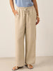 100% Linen Classic Straight Leg Pants with Elasticized Drawstring Waist – Relaxed Fit