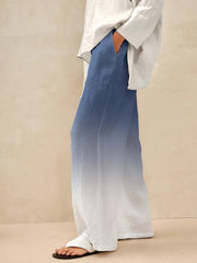 100% Linen Classic Straight Leg Pants with Elasticized Drawstring Waist – Relaxed Fit
