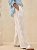100% Linen Classic Straight Leg Pants with Elasticized Drawstring Waist – Relaxed Fit