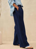 100% Linen Classic Straight Leg Pants with Elasticized Drawstring Waist – Relaxed Fit