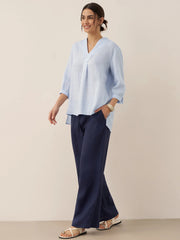 100% Linen Classic Straight Leg Pants with Elasticized Drawstring Waist – Relaxed Fit