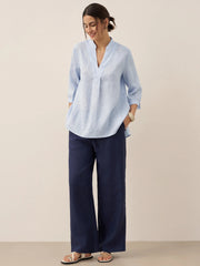 100% Linen Classic Straight Leg Pants with Elasticized Drawstring Waist – Relaxed Fit