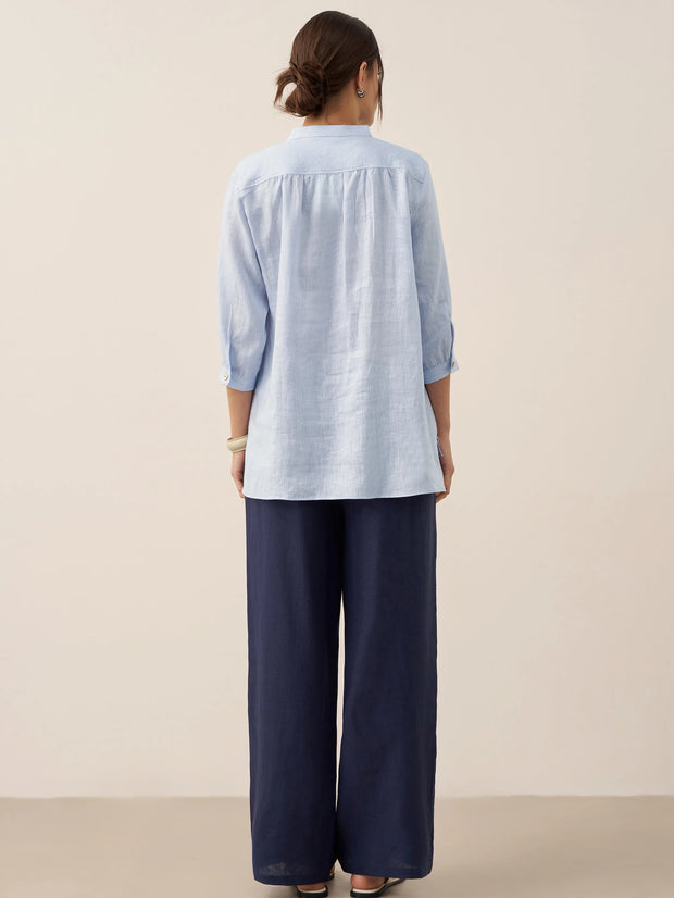100% Linen Classic Straight Leg Pants with Elasticized Drawstring Waist – Relaxed Fit