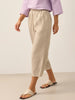 100% Linen Crop Pants with Elastic Waistband and Side Pockets – Comfortable Lantern Ankle Trousers