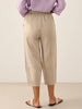 100% Linen Crop Pants with Elastic Waistband and Side Pockets – Comfortable Lantern Ankle Trousers