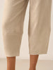 100% Linen Crop Pants with Elastic Waistband and Side Pockets – Comfortable Lantern Ankle Trousers