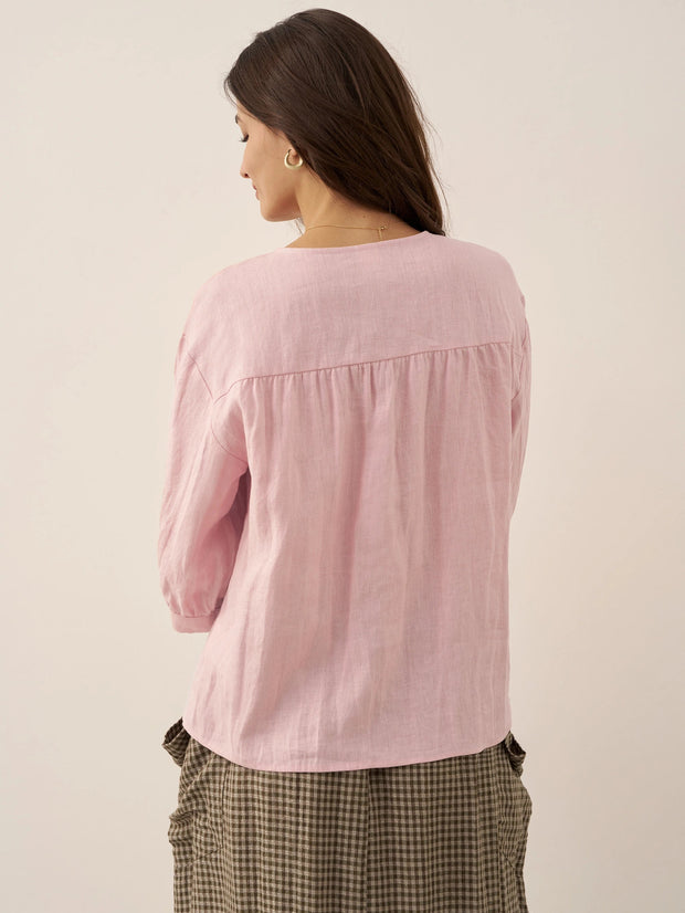 100% Linen Drop Shoulder Shirt with Button-Front Design – Versatile and Elegant