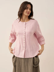 100% Linen Drop Shoulder Shirt with Button-Front Design – Versatile and Elegant