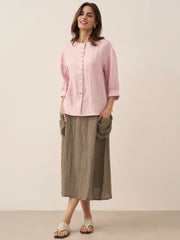 100% Linen Drop Shoulder Shirt with Button-Front Design – Versatile and Elegant