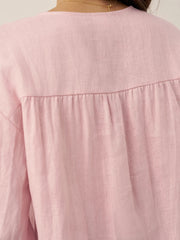 100% Linen Drop Shoulder Shirt with Button-Front Design – Versatile and Elegant