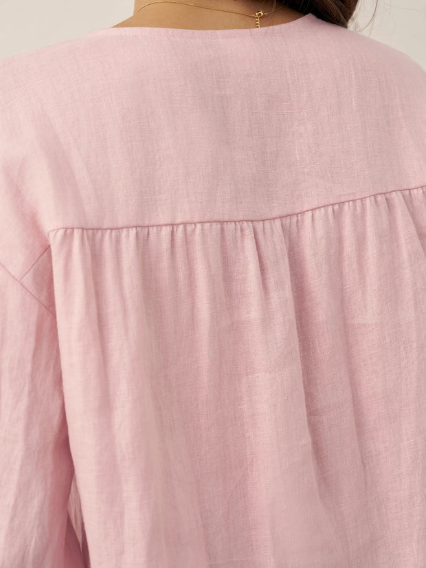 100% Linen Drop Shoulder Shirt with Button-Front Design – Versatile and Elegant