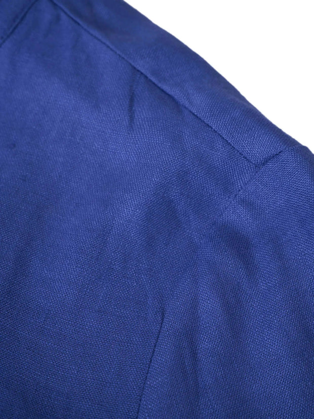 100% Linen Fitted Jacket with Mandarin Collar and Unique Button Design