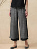100% Linen Handmade Capri Pants with Side Buttons and Elastic Waistband – Stylish Wide Leg Design