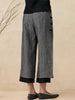 100% Linen Handmade Capri Pants with Side Buttons and Elastic Waistband – Stylish Wide Leg Design