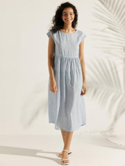 100% Linen Maxi Dress with Cap Sleeves and Side Pockets – Relaxed Fit for Effortless Style