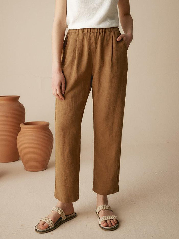 100% Linen Tapered Pants for Women – Comfortable and Stylish Casual Wear