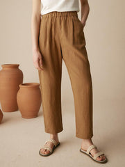 100% Linen Tapered Pants for Women – Comfortable and Stylish Casual Wear
