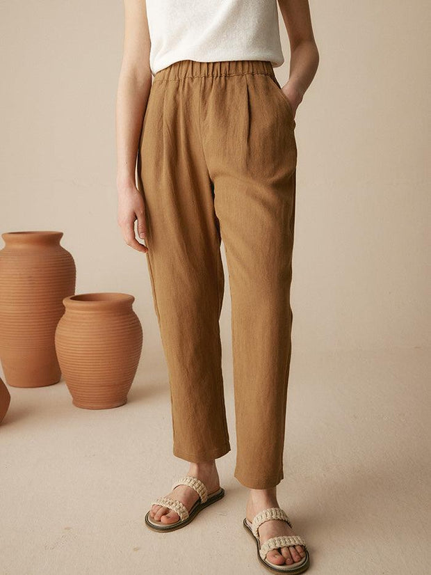 100% Linen Tapered Pants for Women – Comfortable and Stylish Casual Wear
