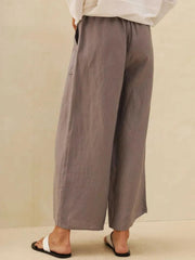 100% Linen Wide Leg Pants with Pockets – Comfortable Cropped Design