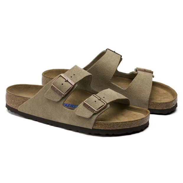 Arizona | Soft Leather Suede Sandals in Taupe with Anatomical Sole and Ultimate Comfort-Cramta