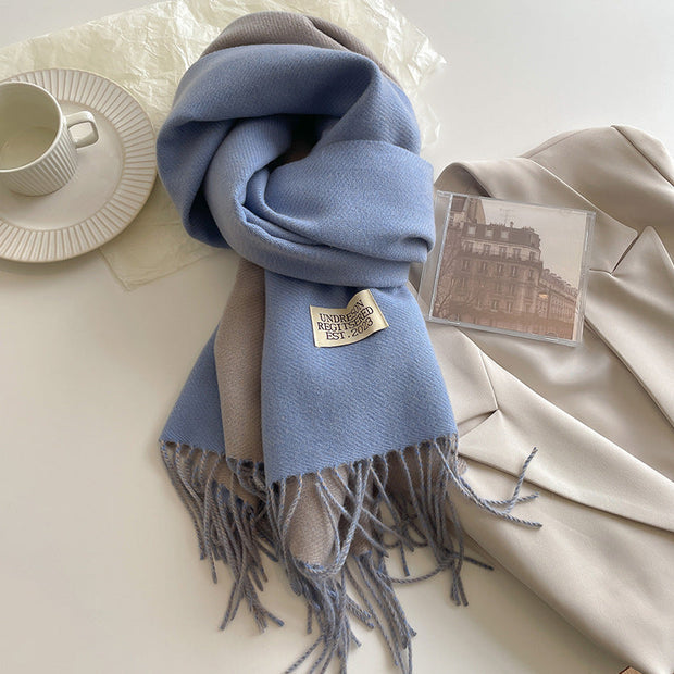 Ursula Ultra Soft Faux Cashmere Scarf with Reversible Design and Elegant Fringes-Cramta