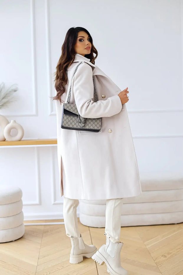 AURELIA – Long Wool Coat with Double Breasted Buttoning, Classic Elegance and Timeless Sophistication-Cramta
