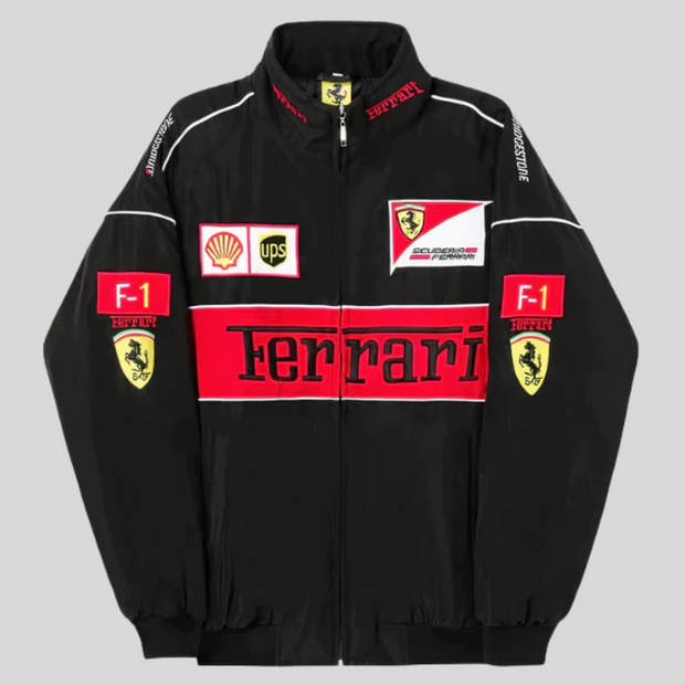 Vintage Ferrari Unisex Racing Jacket – Retro Mega Stylish F1 Look-Cramta