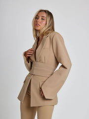 Slim Fit Women's Blazer with Belt – Elegant Chic and Versatile Style for All Occasions-Cramta
