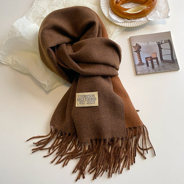 Ursula Ultra Soft Faux Cashmere Scarf with Reversible Design and Elegant Fringes-Cramta