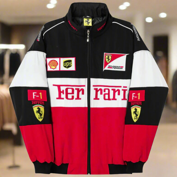 Vintage Ferrari Unisex Racing Jacket – Retro Mega Stylish F1 Look-Cramta
