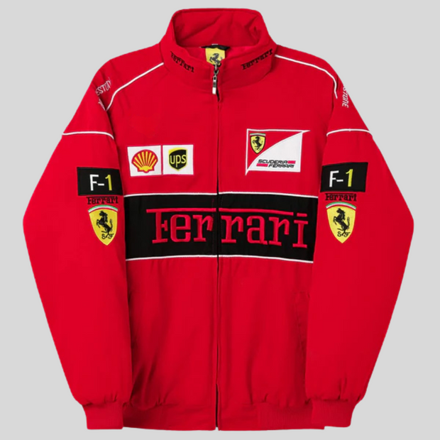 Vintage Ferrari Unisex Racing Jacket – Retro Mega Stylish F1 Look-Cramta