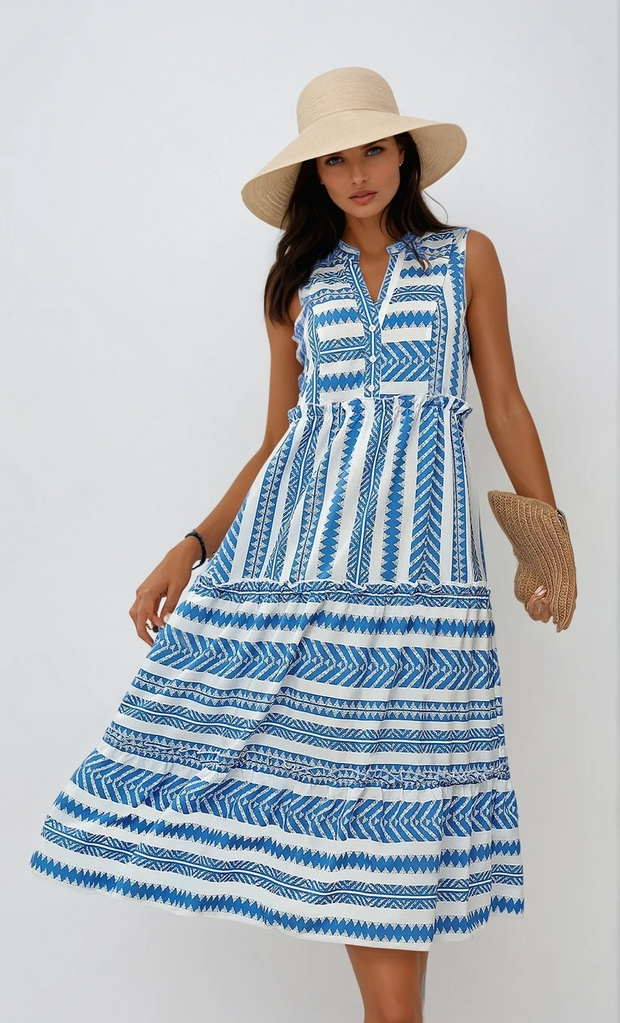 Lea Sleeveless Summer Dress – Charming Light and Elegant Style with Ruffles-Cramta