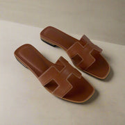 H Women's Sandals - Elegant Summer Mules Made of Comfortable PU Leather-Cramta