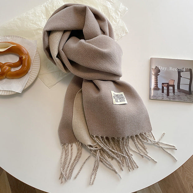 Ursula Ultra Soft Faux Cashmere Scarf with Reversible Design and Elegant Fringes-Cramta