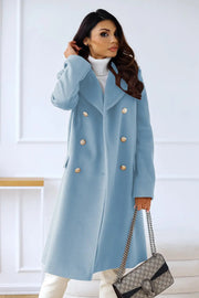 AURELIA – Long Wool Coat with Double Breasted Buttoning, Classic Elegance and Timeless Sophistication-Cramta
