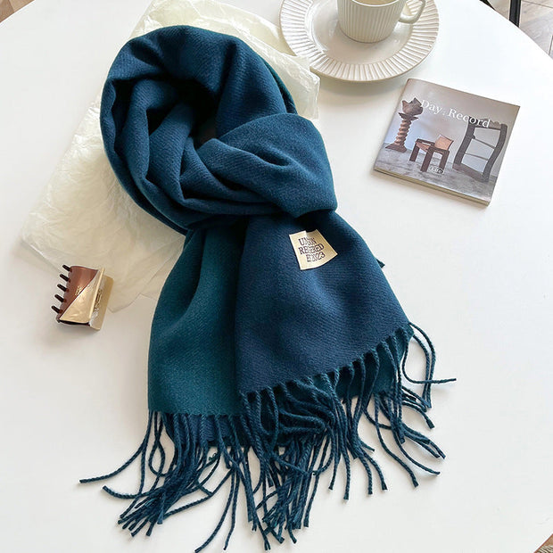 Ursula Ultra Soft Faux Cashmere Scarf with Reversible Design and Elegant Fringes-Cramta