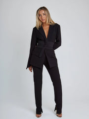 Slim Fit Women's Blazer with Belt – Elegant Chic and Versatile Style for All Occasions-Cramta