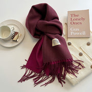 Ursula Ultra Soft Faux Cashmere Scarf with Reversible Design and Elegant Fringes-Cramta