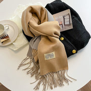 Ursula Ultra Soft Faux Cashmere Scarf with Reversible Design and Elegant Fringes-Cramta