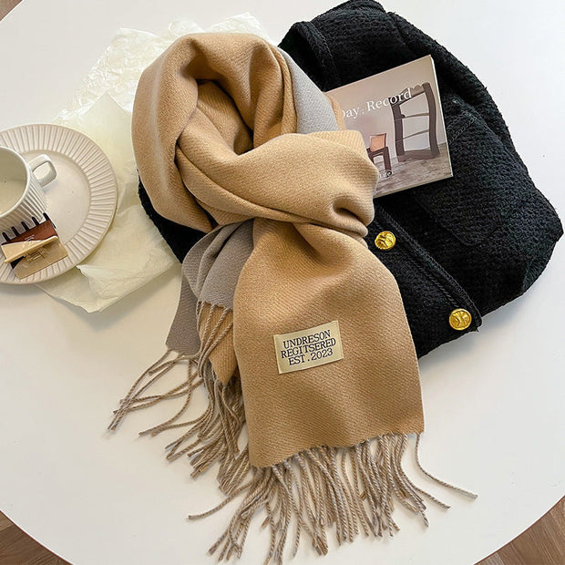 Ursula Ultra Soft Faux Cashmere Scarf with Reversible Design and Elegant Fringes-Cramta