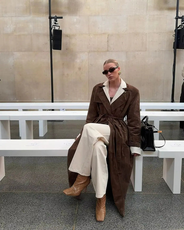 Ella suede trench coat - Classic sophistication with a touch of contemporary luxury-Cramta