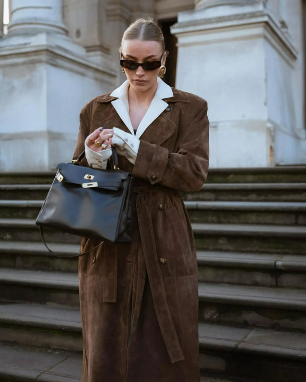 Ella suede trench coat - Classic sophistication with a touch of contemporary luxury-Cramta