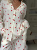 Aesthetic Heart Pajama Set for Women – Soft Cotton Sleepwear, Trendy Design, Breathable Fabric, Multi-Color Heart Pattern-Cramta