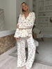 Aesthetic Heart Pajama Set for Women – Soft Cotton Sleepwear, Trendy Design, Breathable Fabric, Multi-Color Heart Pattern-Cramta