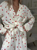 Aesthetic Heart Pajama Set for Women – Soft Cotton Sleepwear, Trendy Design, Breathable Fabric, Multi-Color Heart Pattern-Cramta
