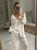 Aesthetic Heart Pajama Set for Women – Soft Cotton Sleepwear, Trendy Design, Breathable Fabric, Multi-Color Heart Pattern-Cramta