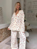 Aesthetic Heart Pajama Set for Women – Soft Cotton Sleepwear, Trendy Design, Breathable Fabric, Multi-Color Heart Pattern-Cramta